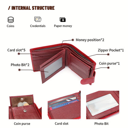 NIUCUNZH Full-Feature Genuine Leather Wallet Compatible for Men & Women - Top-Grain Cowhide with Magnetic Closure, Multi-Card, Photo & Coin Pocket, Passport Holder - Elegant Crocodile-Embossed Design, Valentine's/Mother's/Tha - ayq