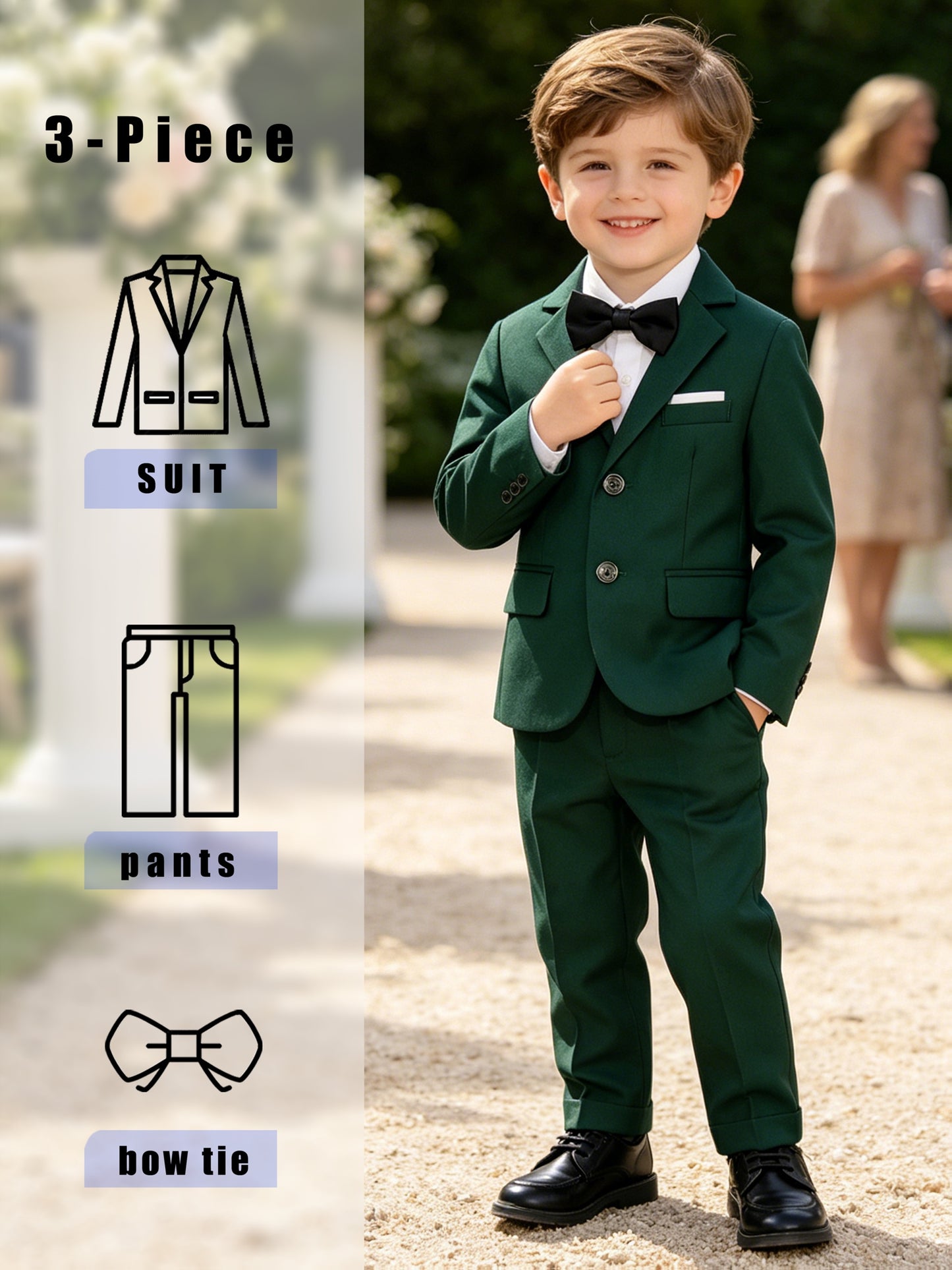 Boys' 3-Piece Gentleman Suit with Bow Tie for Special Occasions
