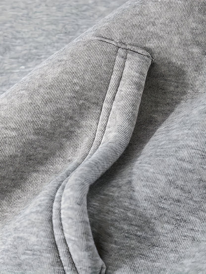 Men'S Heavyweight Hoodie - Thermal Pullover Sweatshirt with Hood, Non-Stretch Fabric, Front Zipper Closure - Winter Warmth for Everyday & Formal Outfits - Black/Gray, Winter Hoodie, Casual Wear, Cozy Clothing, Fleece Lined Ho