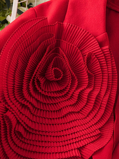 1 հատ կանացի էլեգանտ վարդագույն բլեյզեր՝ հաստ ձմեռային վերարկու ծաղկային նախշերով, կառուցվածքային օձիք և մեկ կոճակով փակում, երկար թևքով կարված բաճկոն՝ աշուն/ձմեռ սեզոնի համար