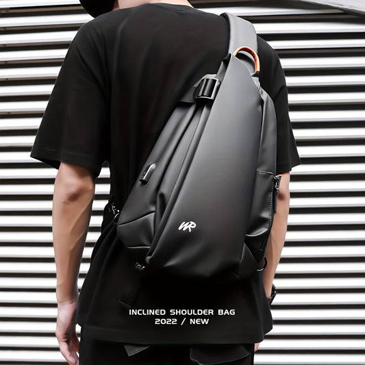 Men'S Casual Sling Bag - Trendy Black Crossbody with Adjustable Strap, Multiple Compartments for Travel, School  Daily Use, Lightweight  Stylish Design, Travel Bag