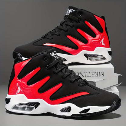 Men's High-Top Basketball Shoes Lightweight Breathable PU Sneakers