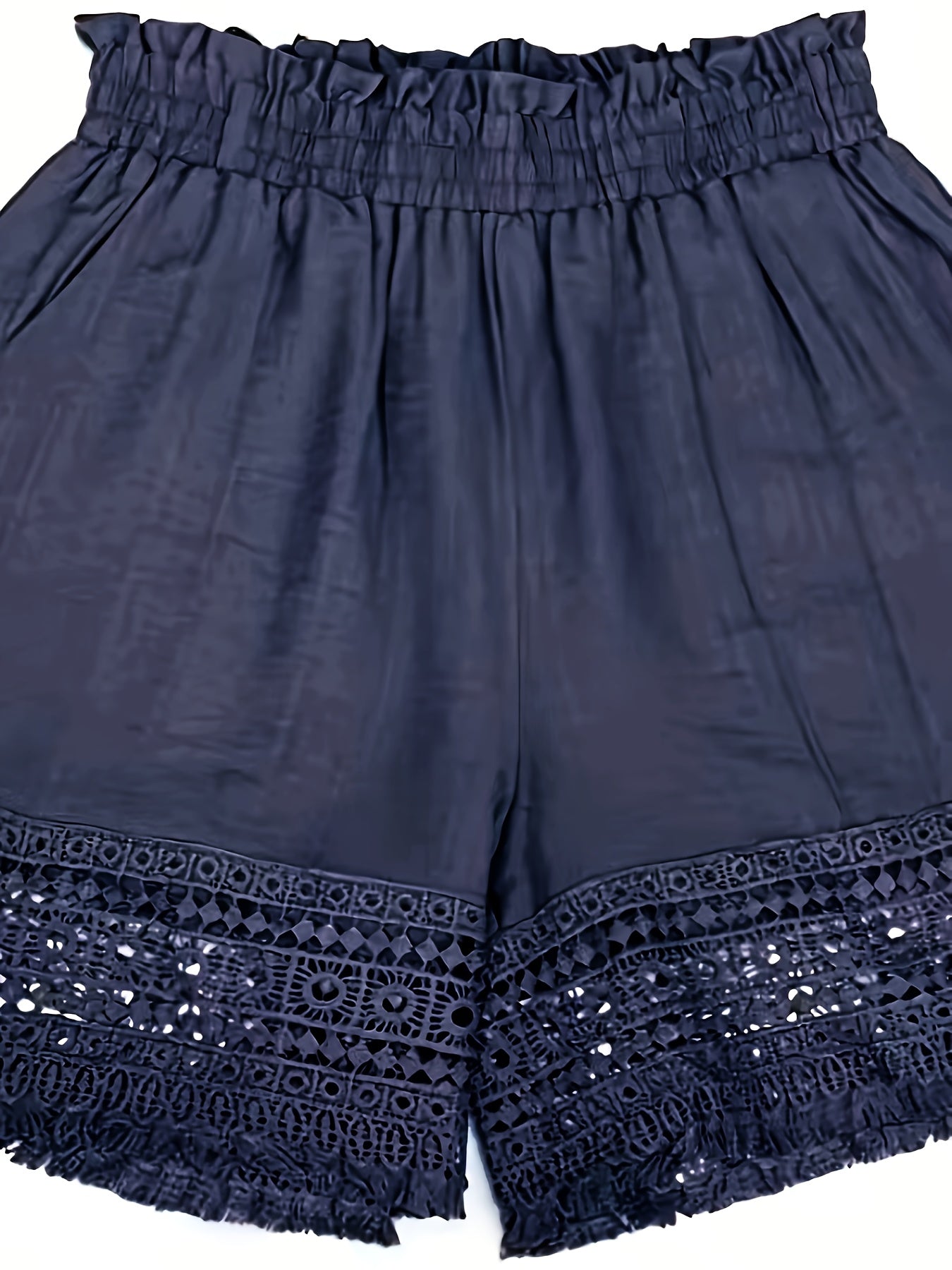 Solid Tassel Hem Loose Shorts, Vacation Paper Bag Waist Summer Shorts, Women's Clothing