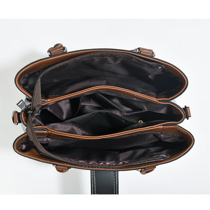 Women's Vintage Crocodile Embossed PU Shoulder Tote Bag