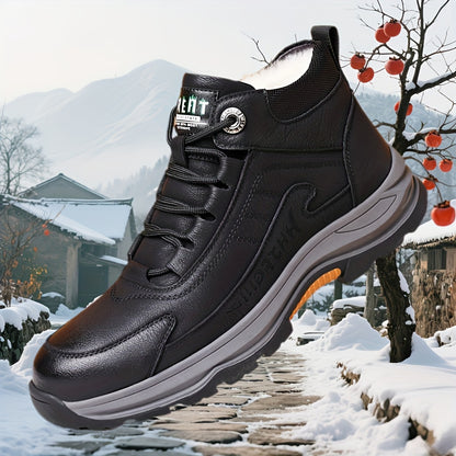 Men's Full-Grain Leather Plush-Lined Casual Winter Sneakers