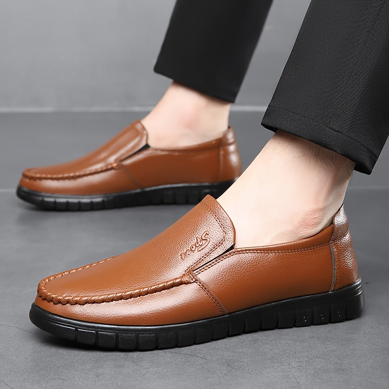 Men's Casual Cowhide Leather Slip-On Shoes for Comfort