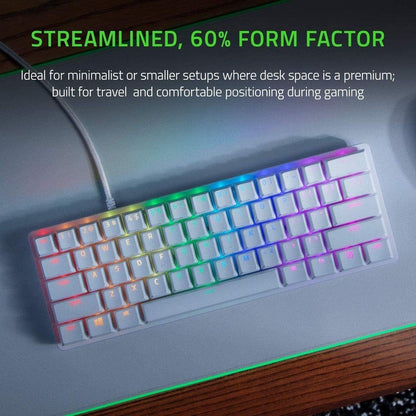 Razer Huntsman Mini (Purple Switch) - Compact 60% Gaming Keyboard (Clicking Optical Switches, Doubleshot PBT Keycaps, Removable USB-C Cable) QWERTY US Layout | Mercury White
