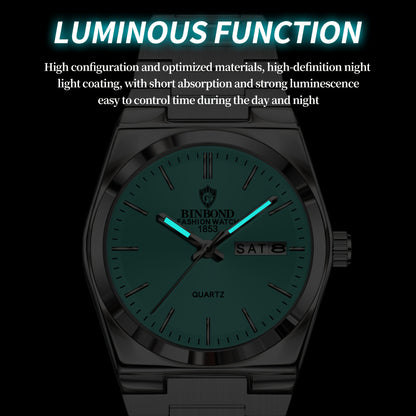 BINBOND Women'S Quartz Watch - Elegant Business & Leisure Timepiece, Stainless Steel Band, Round Zinc Alloy Case, IP67 Rating, Stopwatch Feature, Electronic Drive, Pointer Display, Durable Design for Weeks & Days, Business Ti