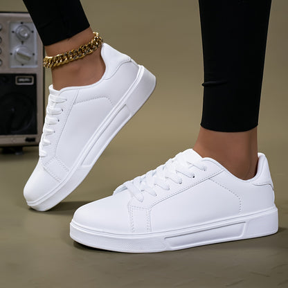 Low-Top Women'S Sneakers, New 2025 Autumn And Winter Breathable Hot-Selling White Shoes, Casual Flat Shoes for Spring And Autumn, All-Season White Women'S Skate Shoes, Perfect Gift for Friends And Family.