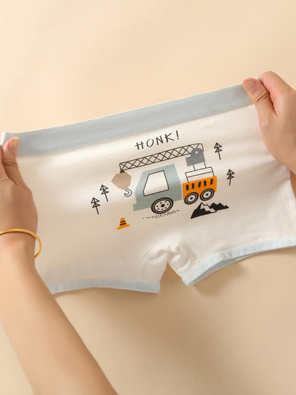 Boys' Regular Fit Cartoon Briefs 4-Pack with Cotton Stretch