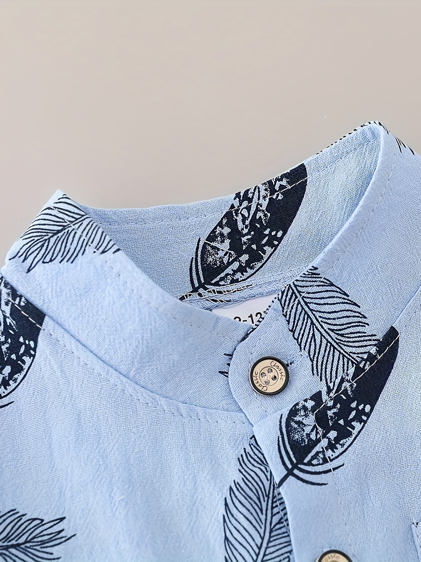 Toddler Summer Cotton Feather Print Shirt & Shorts Set