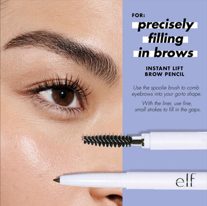 E.L.F. Instant Lift Brow Pencil, Dual-Sided, Precise, Fine Tip, Shapes, Defines, Fills Brows, Contours, Combs, Tames, Neutral Brown, 0.006 Oz