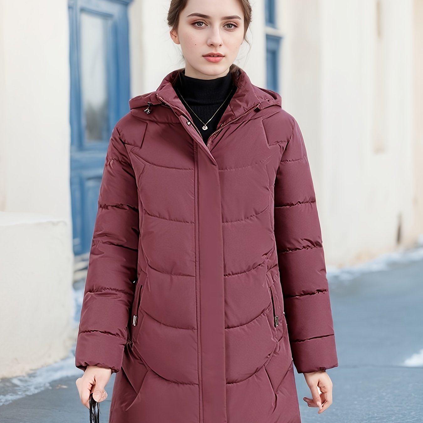 Կանացի էլեգանտ ձմեռային բաճկոն - Մազերի նման ուլունքաձև կոճակներով փակվող վերարկու, փքված չէ, ձեռքով լվացվող երկար թևքերով վերնազգեստ ցուրտ եղանակի համար (անկանոն և պաշտոնական) - սև բաճկոն առանց գոտու/պարագաների (պատրաստի կրելու), ձմեռային Ջա