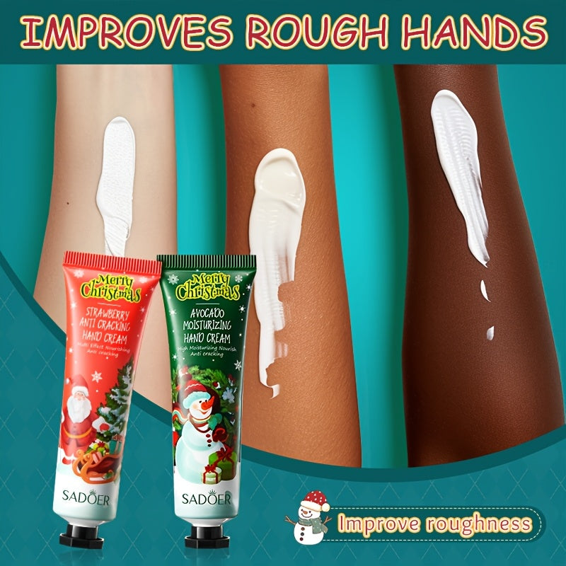 8pcs SADOER Christmas Hand Cream & Lip Balm Gift Set - Moisturizing, Softening, Brightening, and Dry Light Care with Glycerin, Hyaluronic Acid, and Plant-Based Squalane - Ideal for All Light Types, Festive Holiday Packaging,