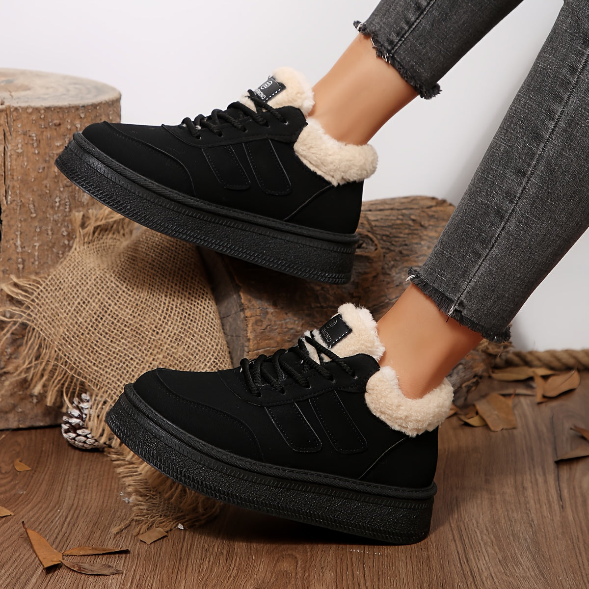 Women'S Winter Boots - Cozy Fleece-Lined Non-Slip Platform Ankle Boots with Lace-Up Closure, Round Toe & Flat Sole for Outdoor Comfort, Casual Winter Footwear, Durable Rubber Sole, Warm Fleece Lining, Y Terrain, Stylish Footw