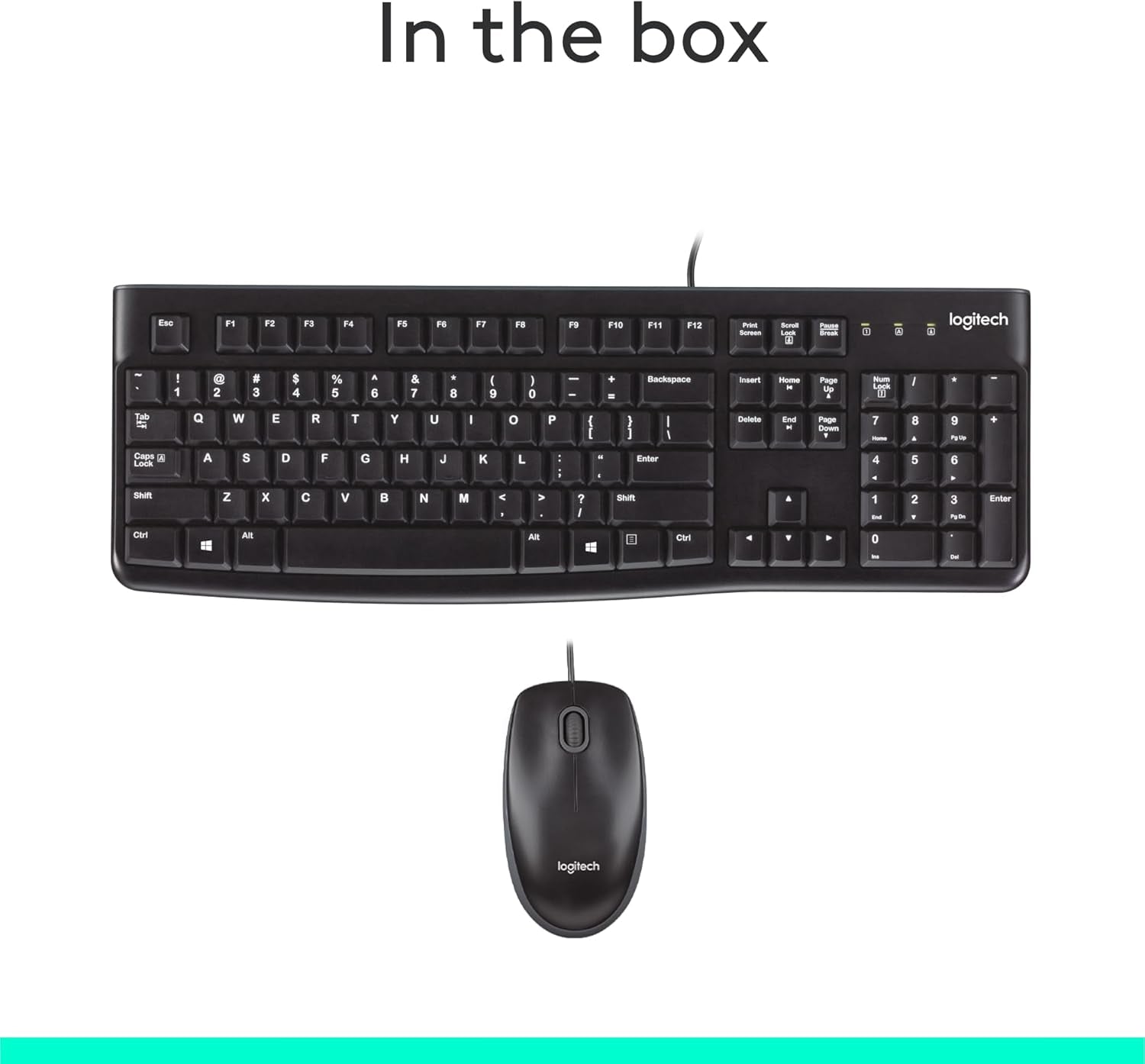 Logitech MK120 Wired Keyboard and Mouse Combo for Windows, Optical Wired Mouse, Full-Size Keyboard, USB Plug-And-Play, Compatible with PC, Laptop - Black