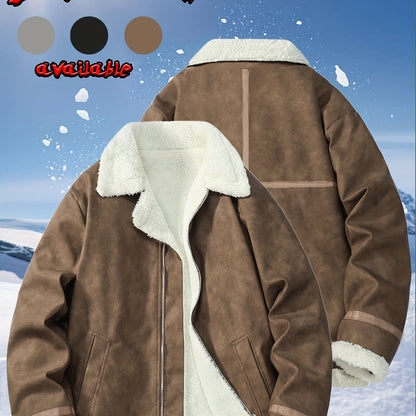 Men's Heavy-Duty Winter Bomber Jacket with - Full-Zip Workwear Coat, Collar & Full-Zip Front, Full-Zip Closure (No Bulk), Golden-Tone Button-like Closure, Hand Washable - Tan/Beige/Brown/Pink/Gray/Purple