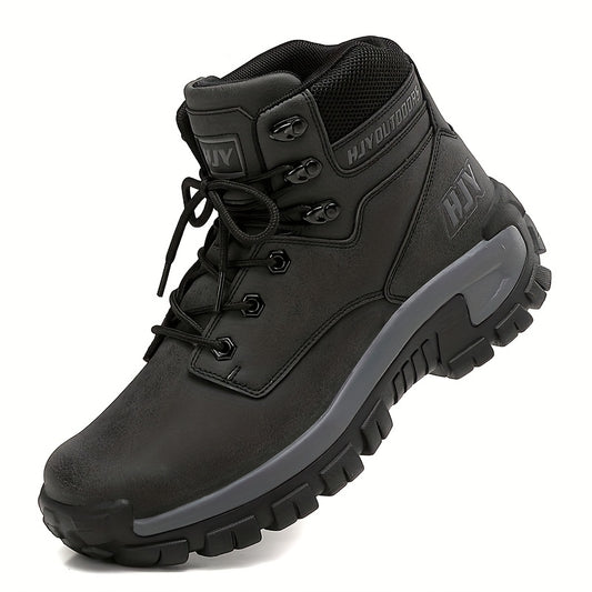 Men's Mid-Top Outdoor Hiking and Work Boots – Durable PU Leather