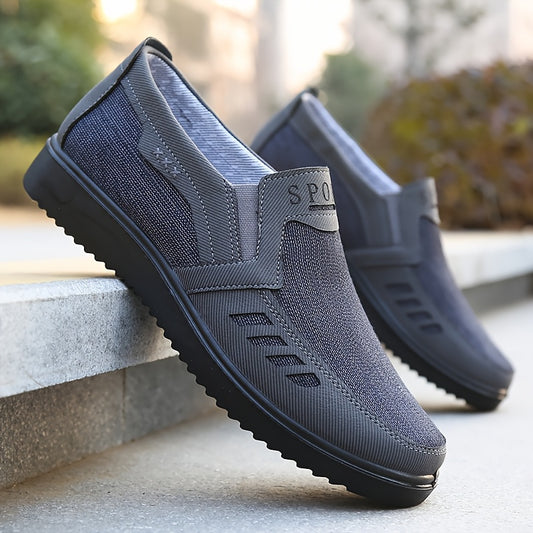 Men'S Fashion Loef Lace-Up Casual Sports Shoes, Breathable Mesh Upper, Anti-Slip Outsole, Round Toe, Fabric Upper Material, Fabric Inner Material, Faux Sole, Fabric Insole, Slip-On Closure, for Hiking, Outdoor, Daily Wear, Al