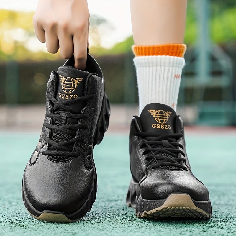 Men's All-Season Basketball Sneakers with Non-Slip Rubber Sole & All-Terrain Grip - Low-Top Lace-Up Shoes for Court, Casual Wear - Durable Synthetic & Cushioned (Year-Round) - ayq