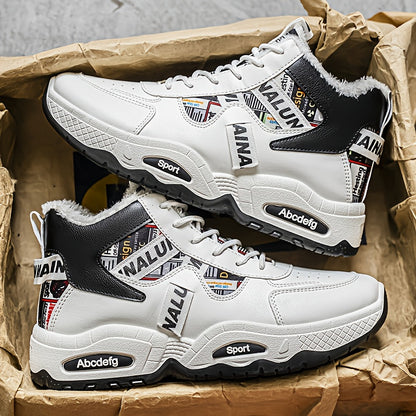 Men's Winter Snow Boots with Thick & Height Increase - Heavy-Duty PU Upper, -Absorbing PVC Sole, Lace-Up Ankle for Ice Traction - Outdoor Ice Skating,, Daily Use (Warm Mid-Calf/Ankle-High)