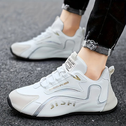 Men's Casual Comfort Training Shoes, Low-Top Lace-Up Sneakers for Walking, Outdoor Activities, and Travel - PU Upper, Fabric Lining, PVC Sole