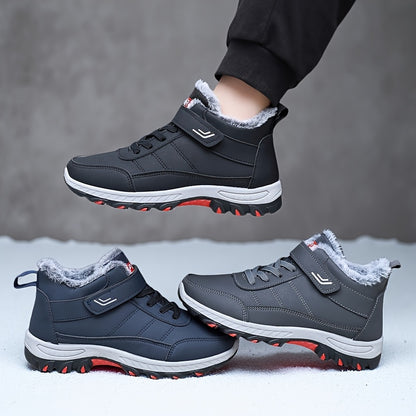Extreme Cold Weather Snow Boots - Heavy-Duty Warm Anti-Slip Rubber Sole Hiking Shoes, Unisex Black/Gray Accents for Ice Climbing, Trekking & Daily Winter Use with Fabric Lining