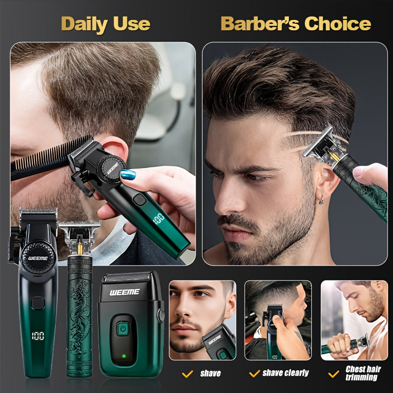WEEME 3pcs professional Men's hair clipper set, easy to operate, comes with an electric razor, multi-functional hair trimmer for trimming hair and beard, suitable for both home use and barber shops, an excellent gift for frie