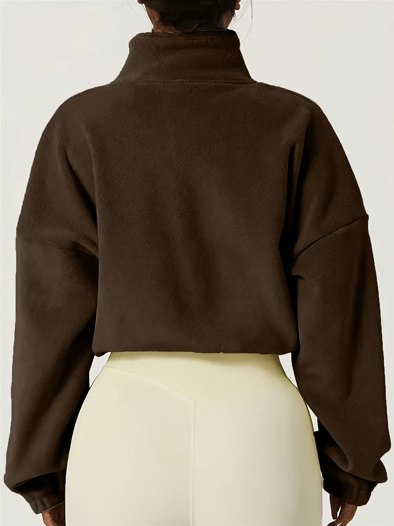 Women'S Casual Zippered Front Drawstring Hem Jacket - High-Neck Long Sleeve with Pockets, All-Season Comfort, Machine Washable, Versatile for Casual Attire, Casual Wear Jacket | Highneck Jacket | Zippered Jacket