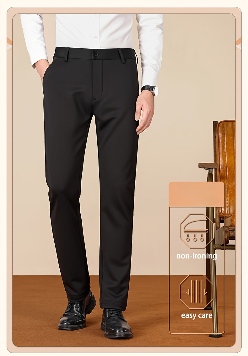 Versatile Men's Straight-Leg Pants - Casual & Business Formal, Stretch Fabric, Perfect for Any Occasion