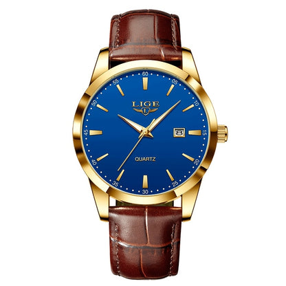 A Stylish Timepiece By LIGE Featuring A Blend Of Business And Casual Design, With A Faux Leather Strap, Alloy Case, And A Non-rechargeable Battery.