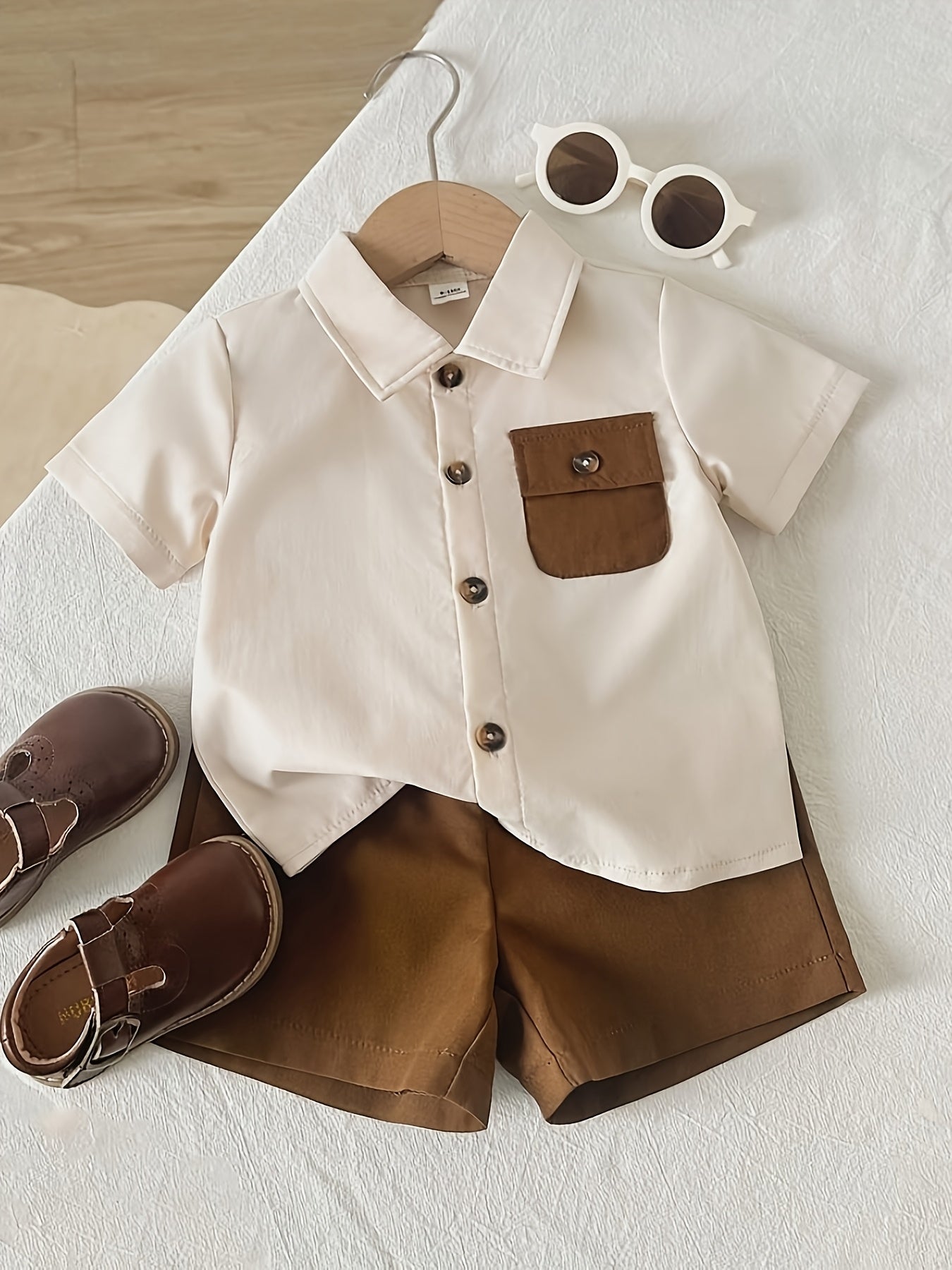 Boys' Casual Plaid Shirt & Shorts Set for Spring/Summer