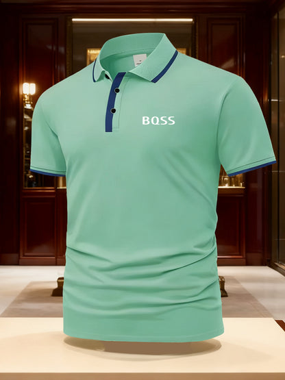 Men'S New Short Sleeve Polo Shirt With Bqss Letter Design | Casual And Business Style, Suitable For Various Occasions, Unisex, Ideal As A Gift - ayq