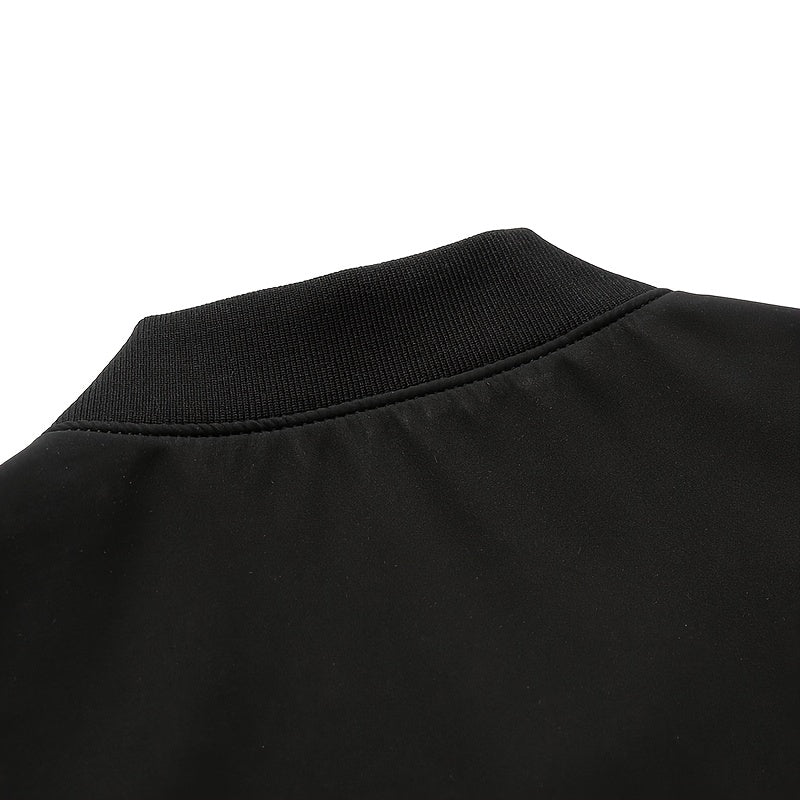 Men's Solid Burgundy (or other colors available) Slim-Fit Full-Length Zip-Up Jacket - Lightweight Business Casual Coat with Full-Length Zipper Closure, White Collar & Full-Length Zip Jacket for Office, Semi-Formal & Semi-Prof