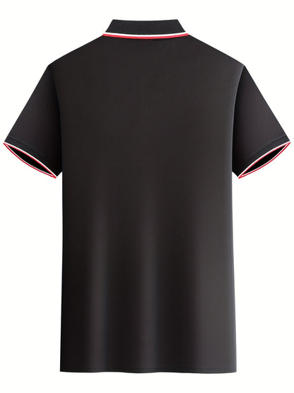 Men'S Comfortable POLO Shirt | Classic Button-Up Lapel Collar, Casual Style, Short Sleeve, Solid Color - ayq