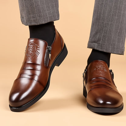 Men's Pointed Toe Business Loafers with Zipper Closure