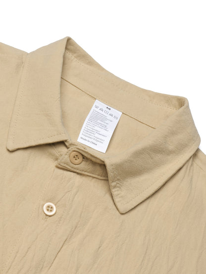 Men's Casual Linen Lapel Shirt & Buckle Pants Set for Spring/Fall