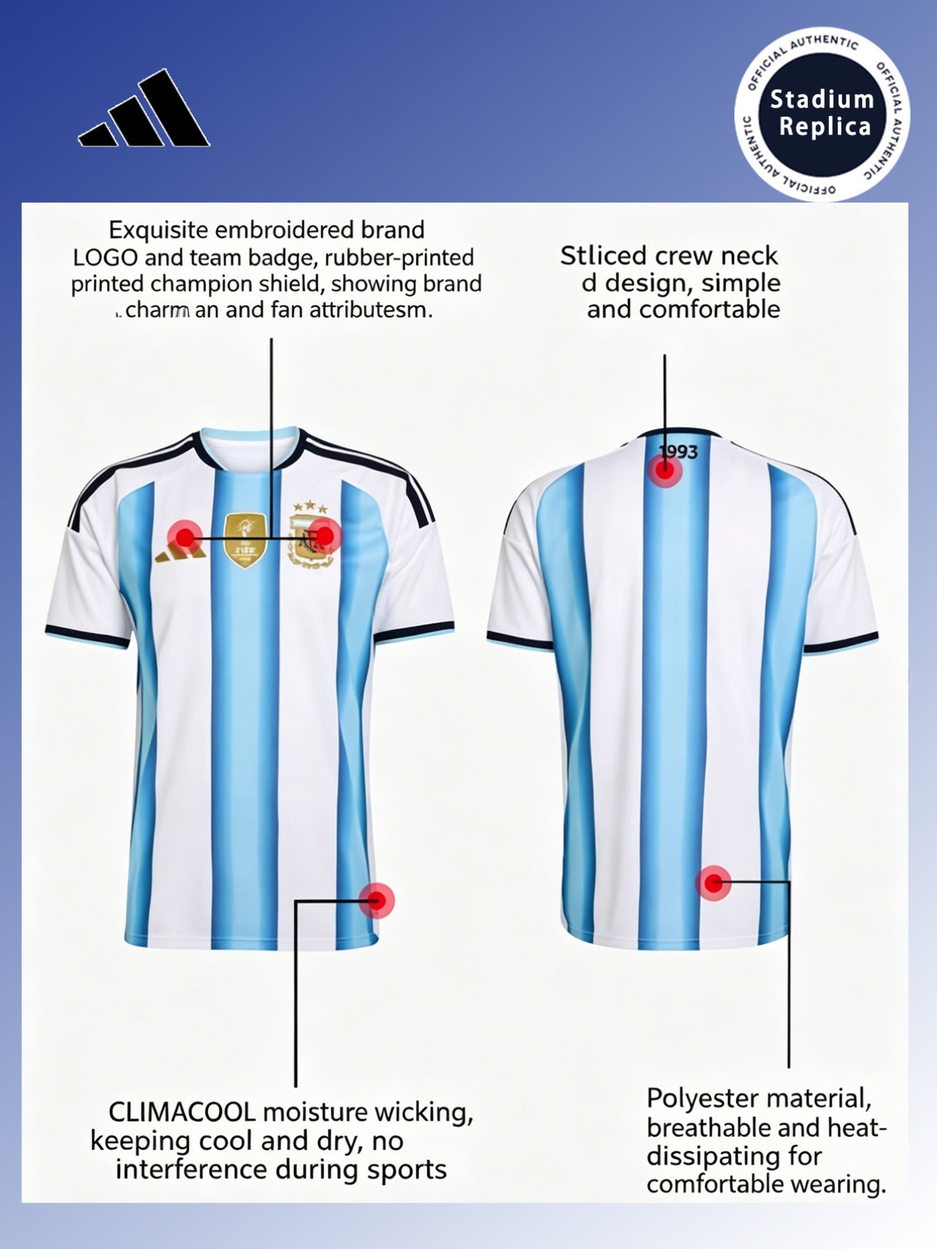 Argentina World Cup 2026 Soccer Jersey Quick-Dry T-Shirt
