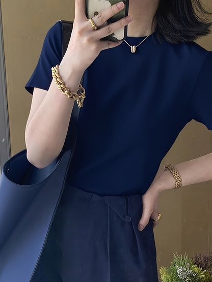 Women's High Elasticity Short-Sleeve Cotton T-Shirt Y2K Style