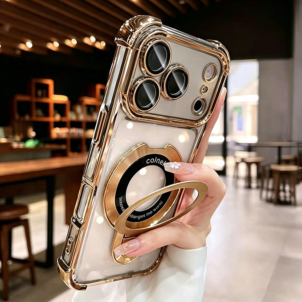 Ultra-Thin Transparent Magnetic Stand Phone Case for iPhone 11-18 Pro