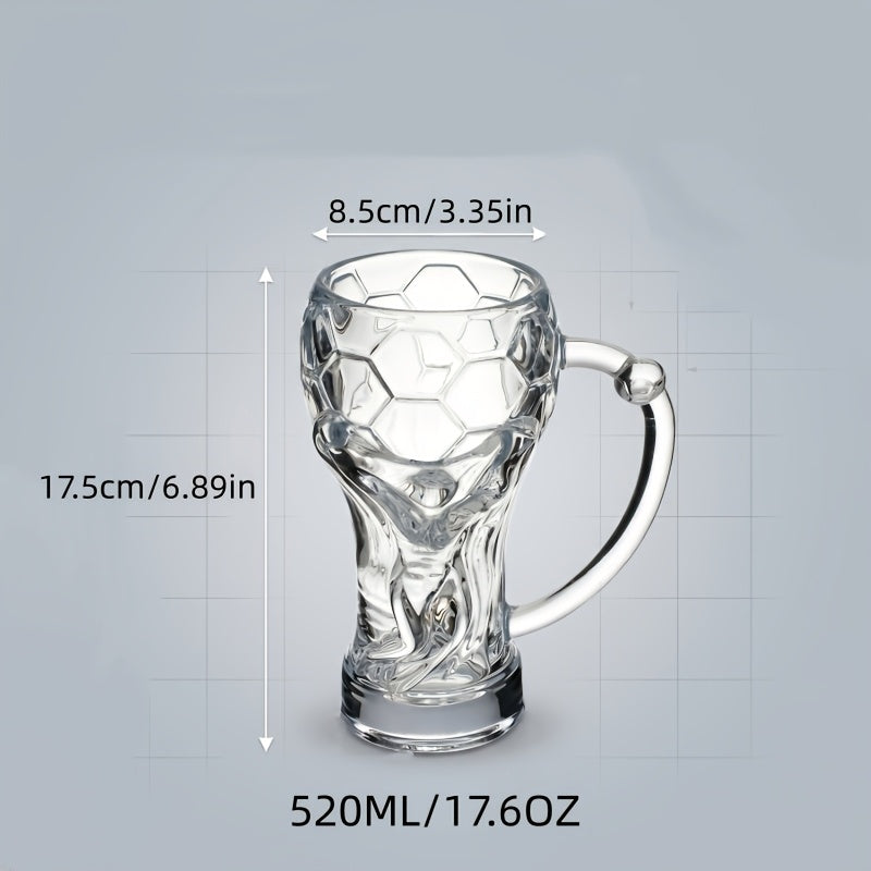 Large Capacity Football-Themed Glass Beer Cup with Plaid Design