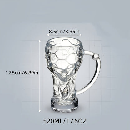 Large Capacity Football-Themed Glass Beer Cup with Plaid Design