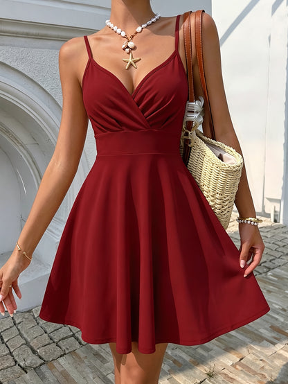 Women's Elegant Spaghetti Strap Fit and Flare Dress