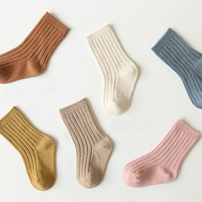 5-Pack Unisex Baby Toddler Mid-Calf Socks, Breathable Polyester Knit, Non-Slip, Hand Wash Only, All-Season Sports Socks