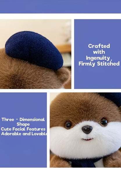 Սիրուն բերետ՝ կուղբաձև փափուկ խաղալիք | Փափուկ խաղալիք տիկնիկ շարֆով, սիրուն կուղբաձև փափուկ խաղալիք ծննդյան նվեր աղջիկների և երեխաների համար, պոլիեսթերային մանրաթել և մուգ շագանակագույն