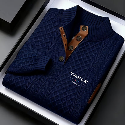 Milan High-Quality New Luxury Men'S Stand-Up Collar Jacquard Knitted Sweater, Casual Long-Sleeve Jacquard Golf Shirt