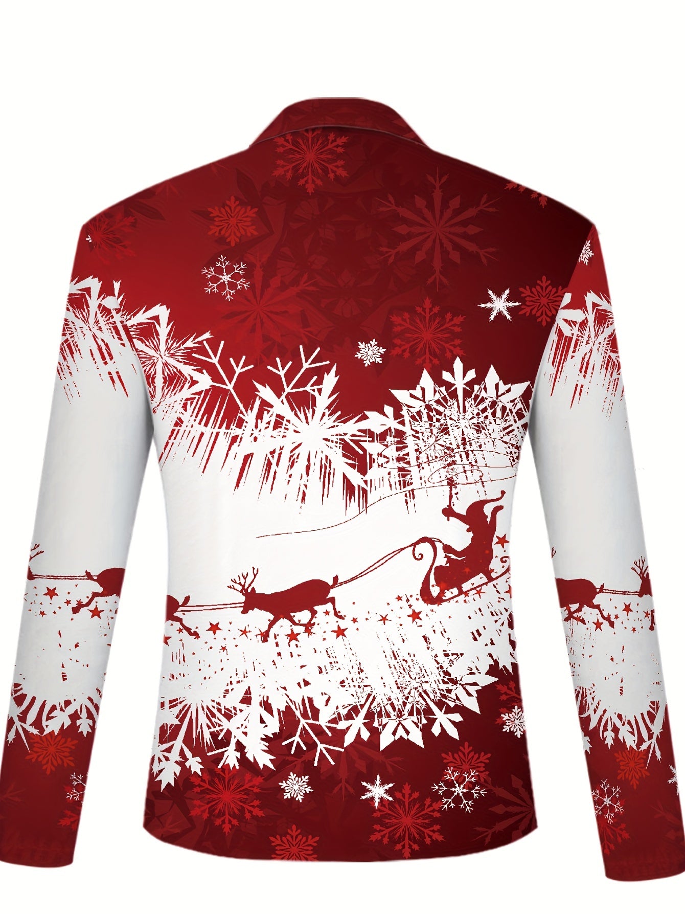 Men's Long Sleeve Christmas Themed Shirt with Zipper, 100% Polyester Knit Fabric, Regular Fit Party Style Collar Top for Spring/Fall