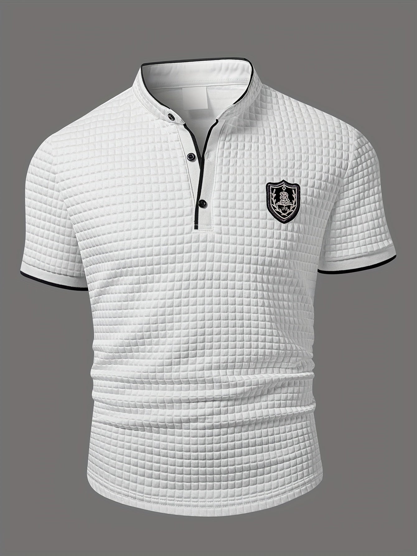 Men's Lightweight Moisture-Wicking Short Sleeve Shirt - Breathable Stretch Fabric, Henley Neck Casual Button-Up for Gym, Summer Outings & Parties (White) - ayq