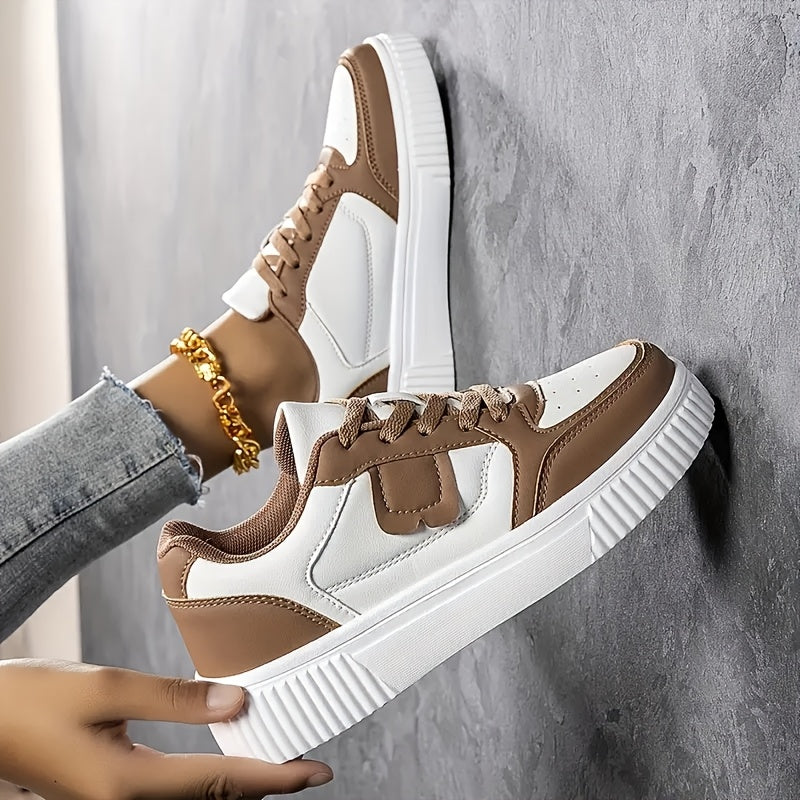 Casual White Lace-Up Sneakers for Students, Lightweight & Breathable