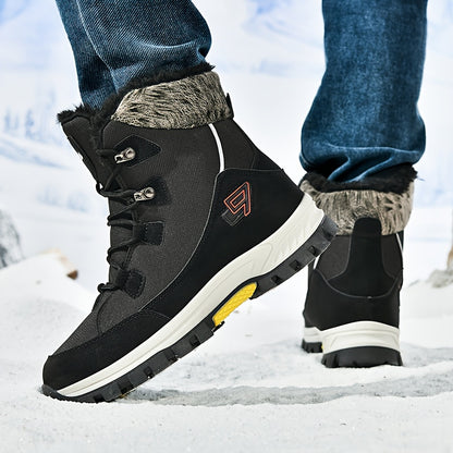 Men's & Women's Winter Snow Boots with Plush Lining & Slip-Resistant Rubber Sole - High-Ankle Lace-Up PU Shell, Insulated Cold-Weather Traction for Hiking, Hunting, Outdoor Activities - Unisex Heavy-Duty Round-Toe Boots for M